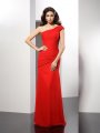 Sheath/Column One-Shoulder Pleats Sleeveless Long Chiffon Dresses