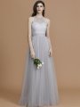 A-Line/Princess Halter Sleeveless Floor-Length Ruffles Tulle Bridesmaid Dresses