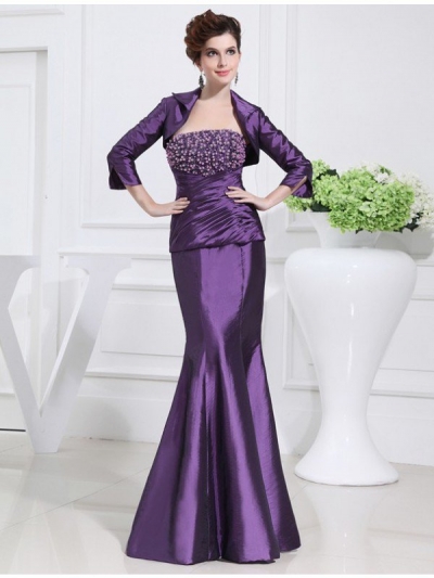 Trumpet/Mermaid Beading Strapless Sleeveless Long Taffeta Mother of the Bride Dresses [N13ZAYS5520]