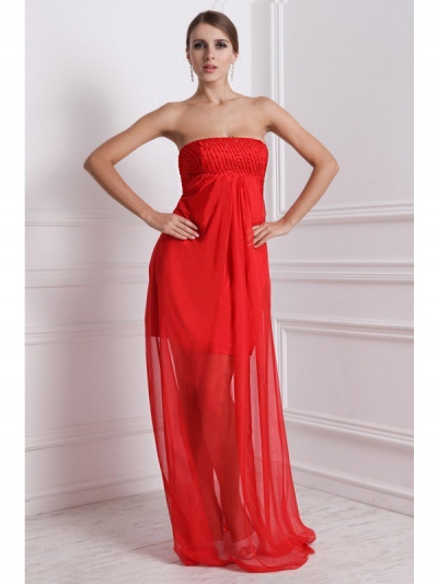 A-Line/Princess Strapless Sleeveless Beading Long Chiffon Bridesmaid Dresses [N13ZYDRESS46]