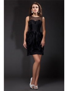 A-Line/Princess Scoop Ruffles Sleeveless Short Organza Cocktail Dresses