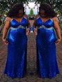 Sheath/Column Straps Sleeveless Sequin Floor-Length Sequins Plus Size Dresses