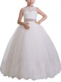 Ball Gown Scoop Sleeveless Sash/Ribbon/Belt Floor-Length Tulle Flower Girl Dresses