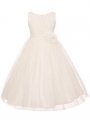 A-line/Princess Scoop Sleeveless Tulle Sash/Ribbon/Belt Floor-Length Flower Girl Dresses