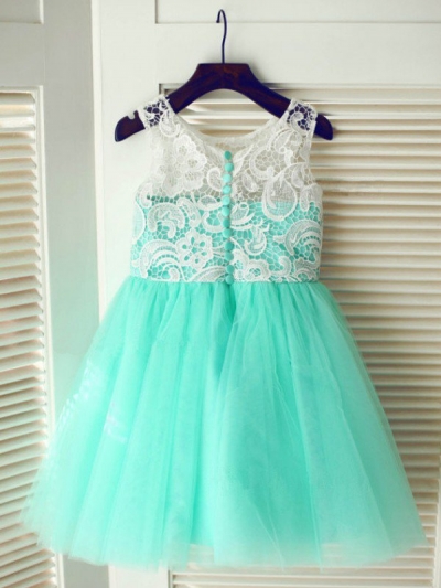 A-line/Princess Scoop Sleeveless Lace Long Tulle Dresses [XYHOT001B3]