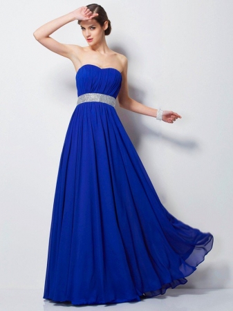 Empire Sweetheart Sleeveless Beading Long Chiffon Dresses