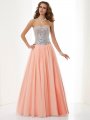 A-Line/Princess Sweetheart Sleeveless Beading Long Elastic Woven Satin Dresses