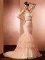 Trumpet/Mermaid Strapless Sleeveless Beading Long Net Dresses