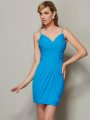 Sheath/Column Spaghetti Straps Sleeveless Beading Short Chiffon Homecoming Dresses