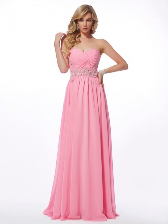 A-Line/Princess Sweetheart Sleeveless Applique Long Chiffon Dresses