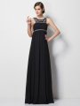 Sheath/Column High Neck Sleeveless Beading Long Chiffon Dresses