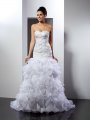 Trumpet/Mermaid Sweetheart Beading Sleeveless Long Organza Wedding Dresses