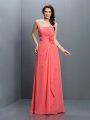 A-Line/Princess Strapless Hand-Made Flower Sleeveless Long Chiffon Bridesmaid Dresses