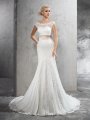 Sheath/Column Sheer Neck Sash/Ribbon/Belt Sleeveless Long Lace Wedding Dresses