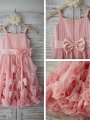 A-line/Princess Spaghetti Straps Sleeveless Hand-made Flower Floor-Length Chiffon Flower Girl Dresses