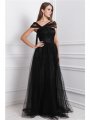 A-Line/Princess Bateau Sleeveless Ruffles Long Net Dresses