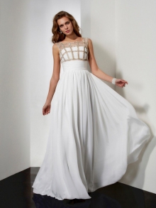 A-Line/Princess Straps Sleeveless Beading Chiffon Long Dresses