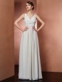 A-Line/Princess V-neck Sleeveless Long Chiffon Dresses