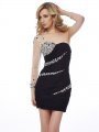 Sheath/Column One-Shoulder Sleeveless Beading Short Chiffon Homecoming Dresses