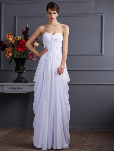 Sheath/Column Sweetheart Sleeveless Pleats Long Chiffon Dresses [40474]