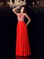 A-Line/Princess Scoop Beading Sleeveless Long Chiffon Dresses