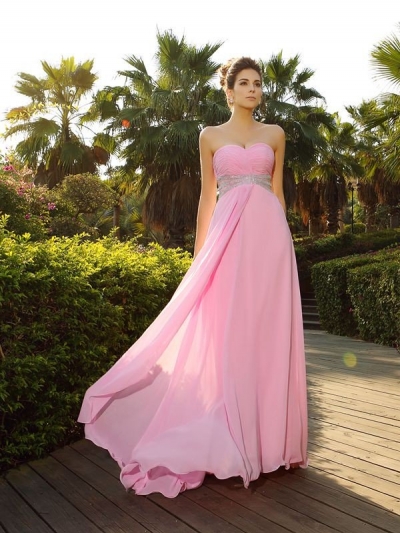 A-Line/Princess Sweetheart Applique Sleeveless Long Chiffon Dresses [50346]