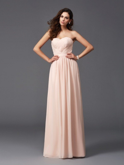 A-Line/Princess Sweetheart Pleats Sleeveless Long Chiffon Bridesmaid dresses [60297]