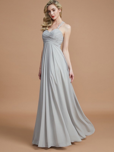 A-Line/Princess Sweetheart Sleeveless Ruched Floor-Length Chiffon Bridesmaid Dresses [72001]