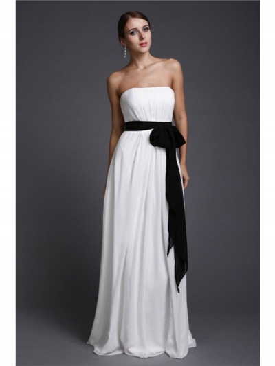 Sheath/Column Strapless Sash/Ribbon/Belt Long Sleeveless Chiffon Bridesmaid Dresses [N13ADRESS208]