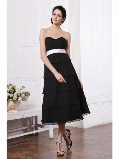 A-Line/Princess Sweetheart Sleeveless Short Sash Ruffles Short Chiffon Bridesmaid Dresses [N13ZYDRESS181]