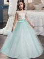 Ball Gown Jewel Sleeveless Sash/Ribbon/Belt Floor-Length Tulle Flower Girl Dresses