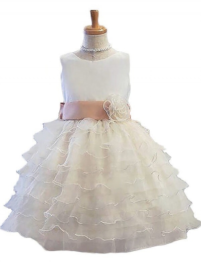 A-Line/Princess Sleeveless Jewel Hand-Made Flower Tulle Short/Mini Flower Girl Dresses [PO16033PO840]