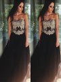 A-Line/Princess Sleeveless Sweetheart Tulle Applique Floor-Length Dresses