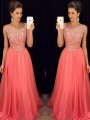 A-Line/Princess Scoop Sleeveless Beading Floor-Length Chiffon Dresses