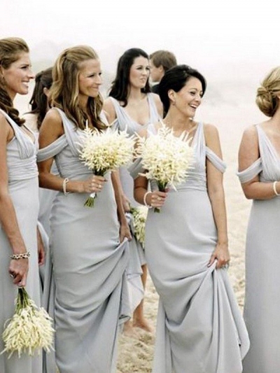 Sheath/Column V-neck Sleeveless Floor-Length Chiffon Bridesmaid Dresses [PON1506EV776]