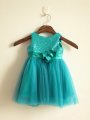 A-line/Princess Scoop Sleeveless Sequin Long Tulle Dresses