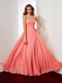 A-Line/Princess Sleeveless Sweetheart Pleats Long Chiffon Dresses