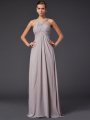 A-Line/Princess Halter Sleeveless Beading Long Chiffon Dresses