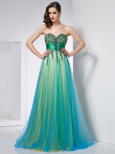 Ball Gown Sweetheart Sleeveless Ruffles Long Elastic Woven Satin Dresses [40757]