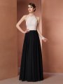 A-Line/Princess Scoop Sleeveless Beading Long Chiffon Dresses