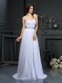 A-Line/Princess Sweetheart Beading Sleeveless Long Chiffon Wedding Dresses