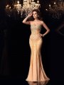 Trumpet/Mermaid Sweetheart Beading Sleeveless Long Chiffon Dresses