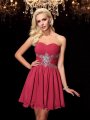 A-Line/Princess Sweetheart Rhinestone Sleeveless Short Chiffon Dresses