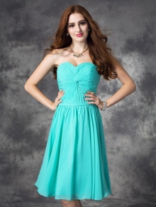 A-line/Princess Sweetheart Ruffles Sleeveless Short Chiffon Dresses