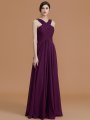 A-Line/Princess Halter Sleeveless Floor-Length Ruched Chiffon Bridesmaid Dresses