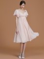 Empire Sweetheart Short Sleeves Knee-Length Ruched Chiffon Bridesmaid Dresses