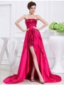 A-Line/Princess High Low Applique Strapless Sleeveless Taffeta Dresses