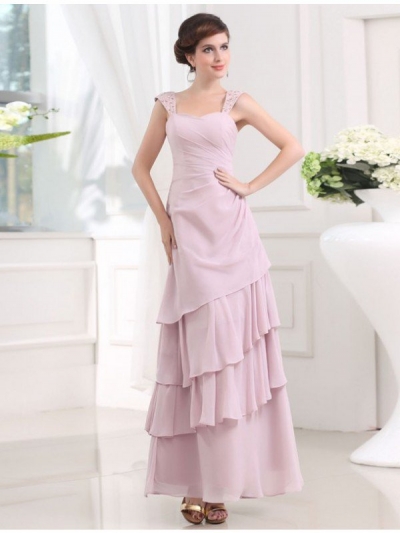 A-Line/Princess Beading Sleeveless Straps Layered Chiffon Long Dresses [N13ZAYS5647]