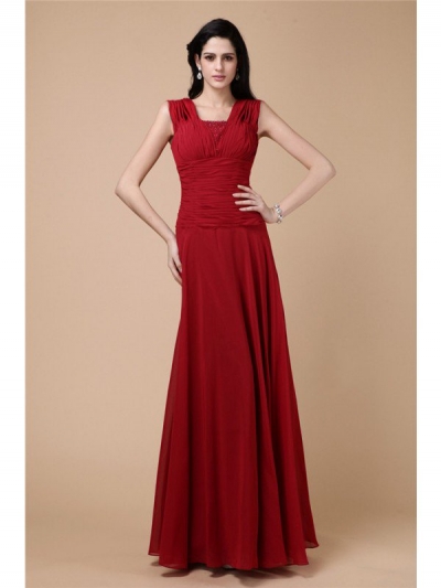 Sheath/Column Beading Pleats Long Chiffon Dresses [N13ZYDRESS257]