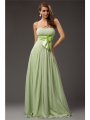 Sheath/Column Strapless Sleeveless Ruffles Long Chiffon Elastic Woven Satin Bridesmaid Dresses